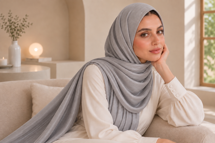 Striped Georgette Head Scarf